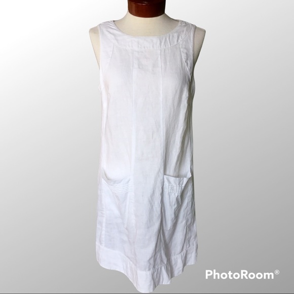 Island Company Westmoreland Mini Dress Linen Crewneck Front Patch Pockets - Picture 2 of 6